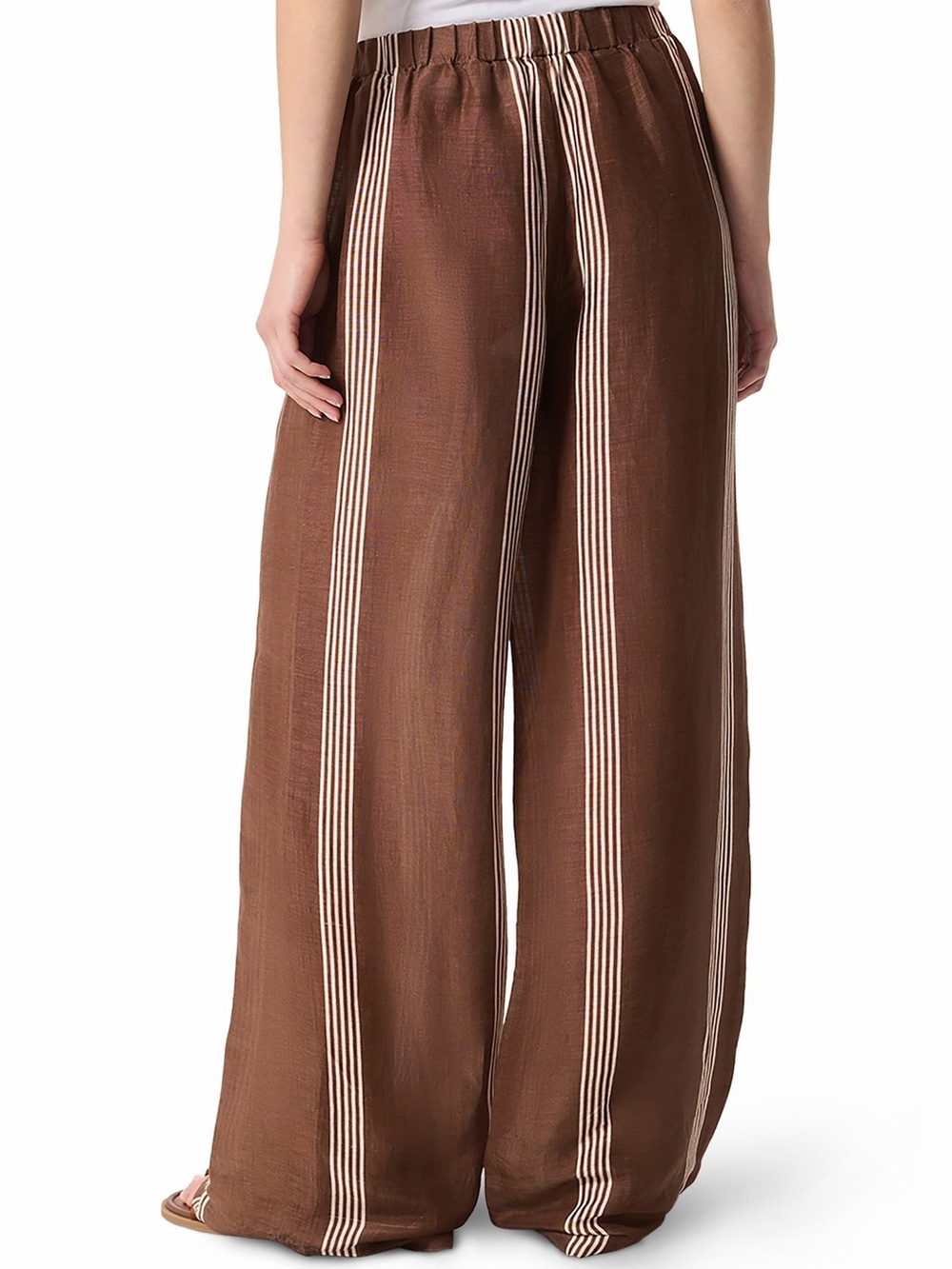 Rag & Bone Women's Brown Olivia Stripe Linen & Silk Pants Medium - Picture 2 of 10